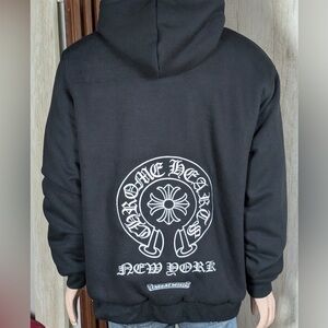 Chrome Hearts NEW YORK Black Hoodie with White Back Logo